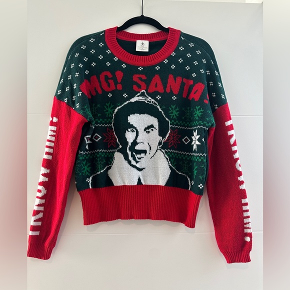 ELF “OMG! Santa!” Green & Red Holiday Ugly Sweater Christmas Party Festive S - Picture 7 of 11
